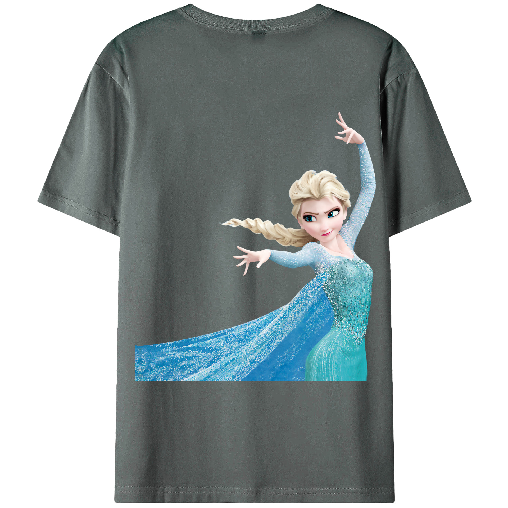 （画像用） アナと雪の女王 アンナ エルサ Frozen Anna Elsa 綿100％ メンズ半袖Tシャツ（バックプリント） 通気性